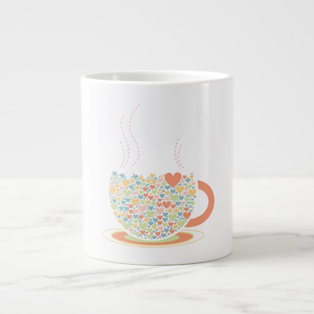 Taza De Café Gigante Corazones personalizados estampados Tea-Coffee Mug (Frente)