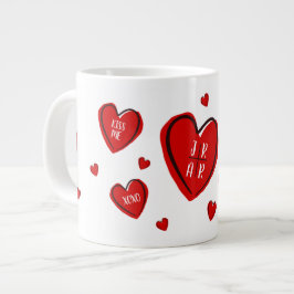 Taza De Café Gigante Corazones Rojos de San Valentín Lindos Personaliza