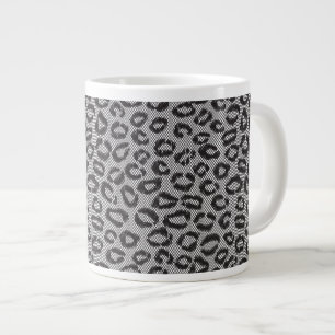Taza De Café Gigante Cordón neto negro con el modelo del leopardo en