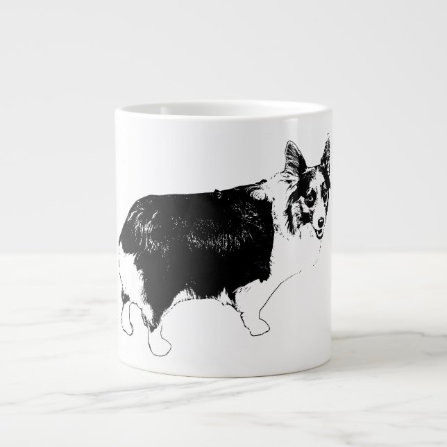 Taza De Café Gigante Corgi Alegre Bajo las Estrellas (Frente)