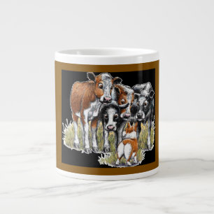 Taza De Café Gigante Corgi & Cow Friends