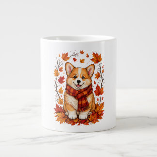 Taza De Café Gigante Corgi perro acogedor de otoño