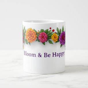 Taza De Café Gigante Corona de flores de dalia y caléndula con cuentas 