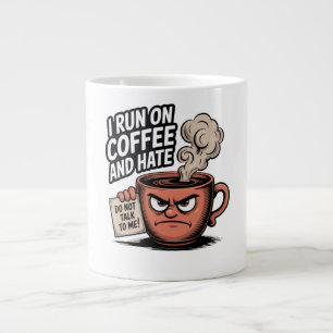Taza De Café Gigante Corre con café y odio, adicción al café divertida