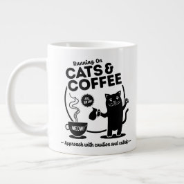 Taza De Café Gigante Corriendo con gatos y café