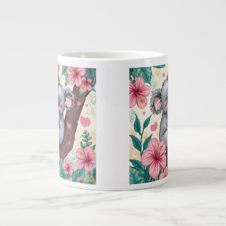 Taza De Café Gigante "Corta Koala Love Mug - Romántico Koalas con flore