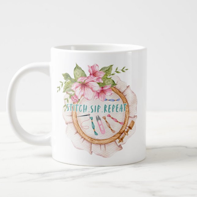 Taza De Café Gigante Cose.Bebe.Repite (Izquierda)