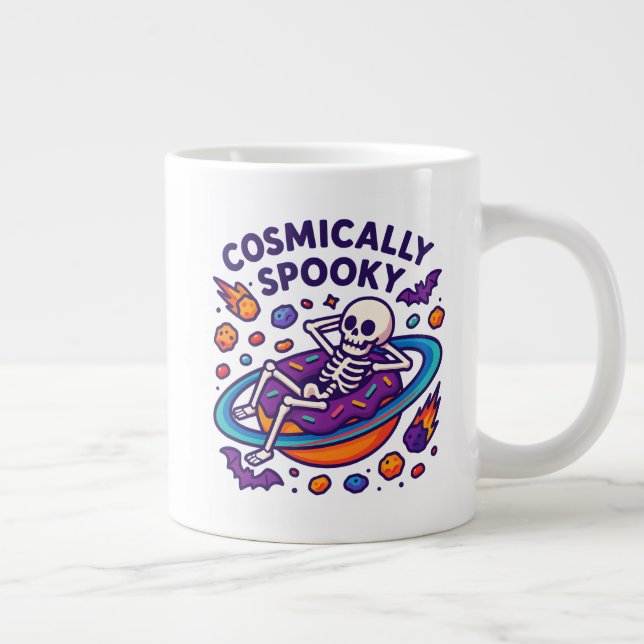 Taza De Café Gigante Cosmically Spooky Design Space Skeleton Halloween (Derecha)