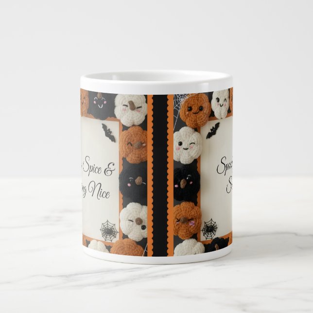Taza De Café Gigante Cosmo Crochet Calabaza Halloween Café Mug (Frente)
