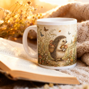 Taza De Café Gigante Cottagecore Bosque Vintage Acuarela Erizo