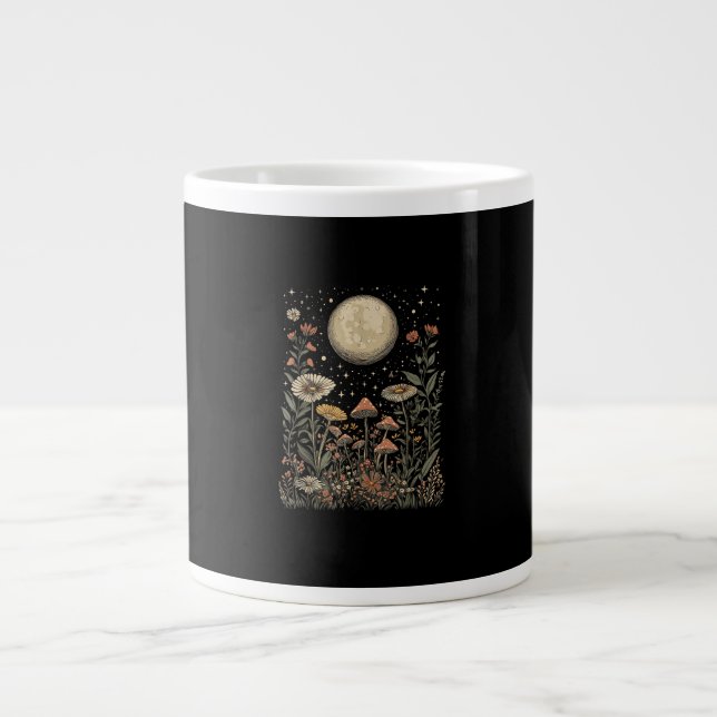 Taza De Café Gigante Cottagecore Moon Mushroom Moonphase Goblincore (Frente)