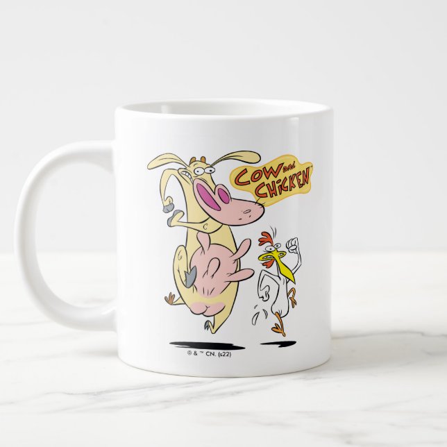 Taza De Café Gigante Cow and Chicken Running Graphic (Izquierda)