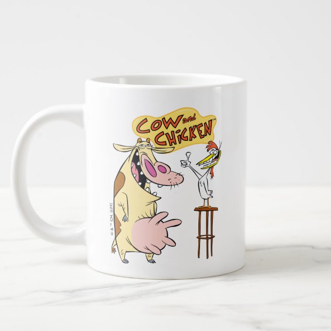 Taza De Café Gigante Cow and Chicken Smiling Graphic (Izquierda)