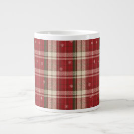 Taza De Café Gigante Cozy Red Plaid Snowflake Holiday Mug