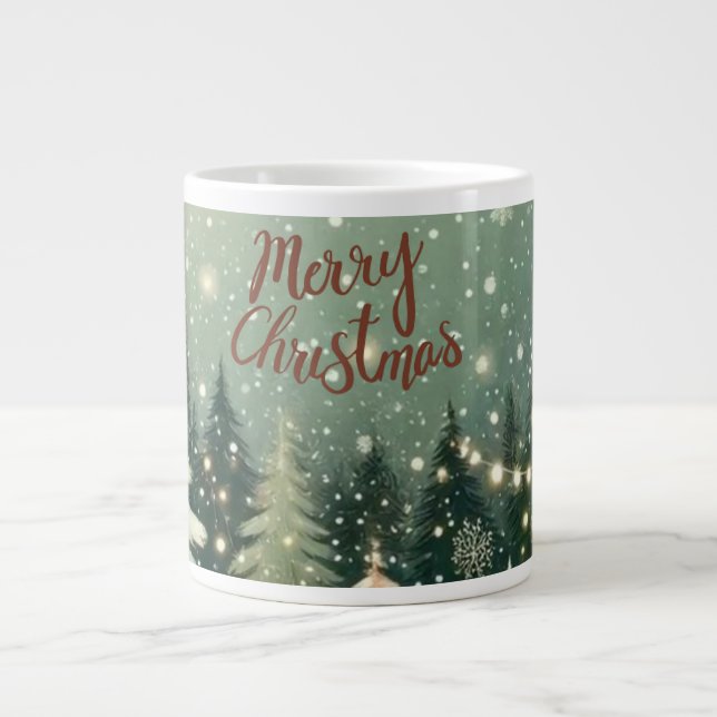 Taza De Café Gigante Cozy Winter Forest "Merry Christmas" Mug (Frente)