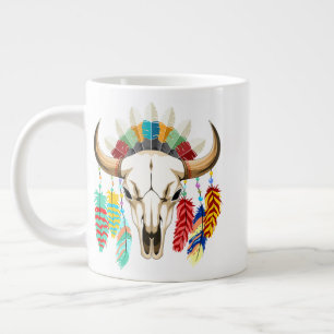 Taza De Café Gigante Cráneo de Búfalo Emblema Nativo Americano
