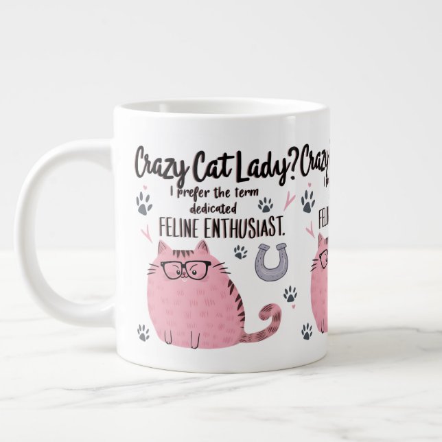 Taza De Café Gigante Crazy Cat Lady? Funny Cat Lover Gift  (Izquierda)