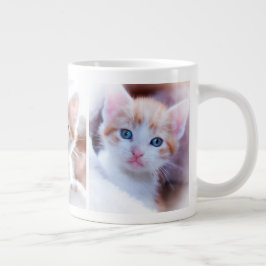 Taza De Café Gigante Crea tu propia foto de tres Mascotas familiares