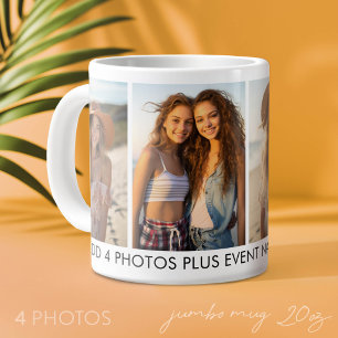 Taza De Café Gigante Crea tu propio collage de 4 fotos - Moderno, Minim