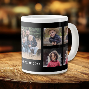 Taza De Café Gigante Crea Tu Propio Collage de 9 Fotos Familia Nombre N