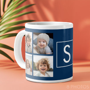 Taza De Café Gigante Crea tu propio collage de Instagram con monograma 