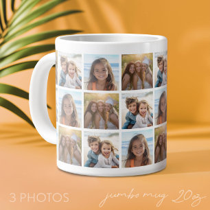 Taza De Café Gigante Crea un collage de fotos personalizado con 3 fotos