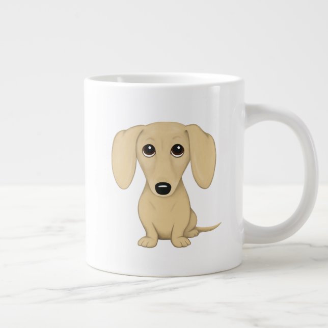 Taza De Café Gigante Cream Dachshund | Perro vienés lindo Lover (Derecha)