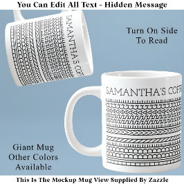 Taza De Café Gigante Crear su propio mensaje oculto corto 148BW Novedad