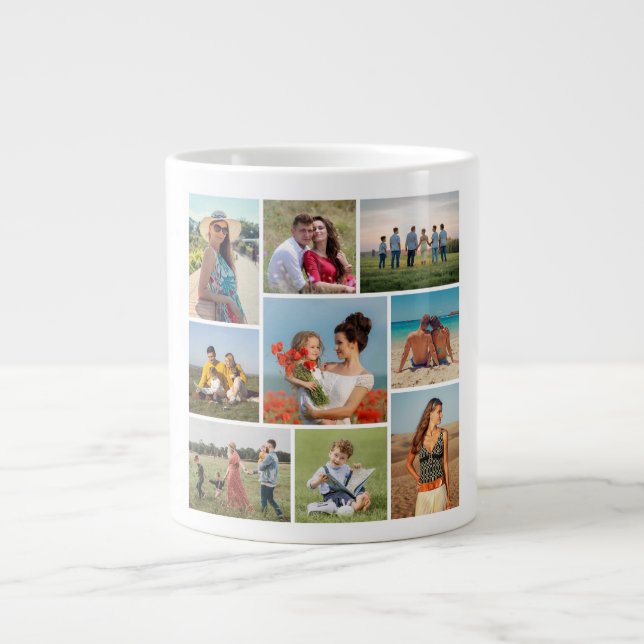 Taza De Café Gigante Create Your Own 9 Photo Collage (Frente)