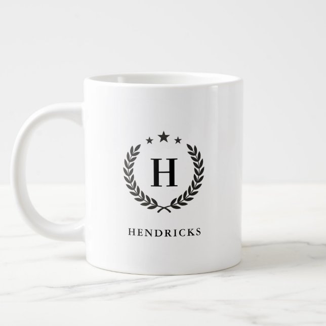 Taza De Café Gigante Create Your Own Intel Monogram With Laurel wreaths (Izquierda)