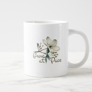 Taza De Café Gigante Crece a un ritmo elegante flor botánica acuarela