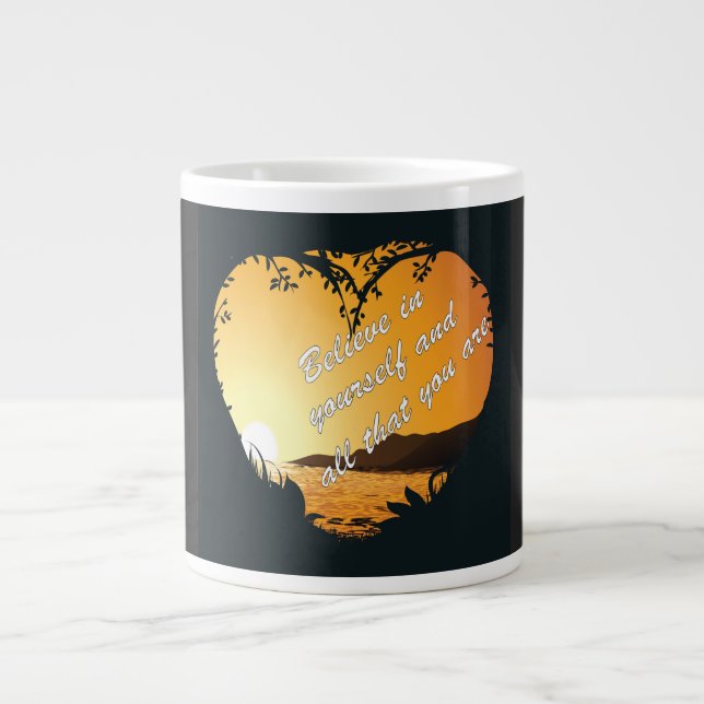 Taza De Café Gigante Creer en ti mismo - Corazón Inspirador (Frente)