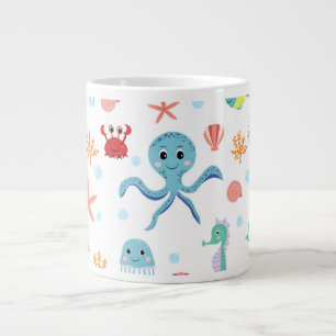 Taza De Café Gigante Criaturas Marinas Subacuáticas Caprichosas