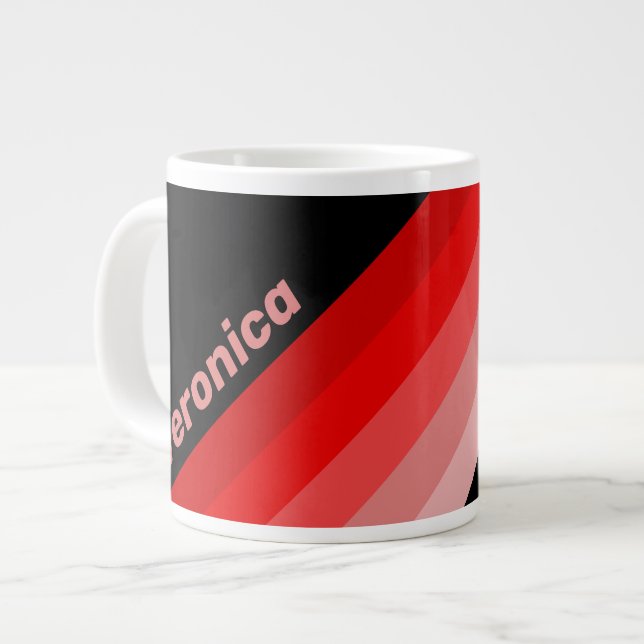 Taza De Café Gigante Crimson Fade Stripes with Name (Izquierda)