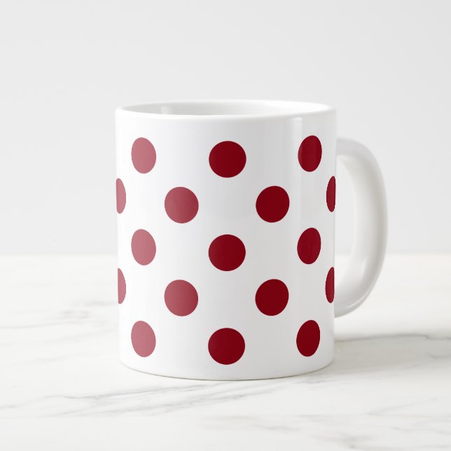 Taza De Café Gigante Crimson Red Polka Doce Círculos (Derecha)
