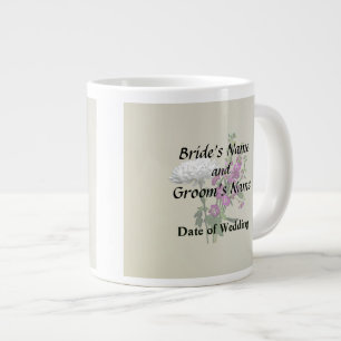 Taza De Café Gigante Crisantemos Blancos y Dragones de Espuela Purpuras