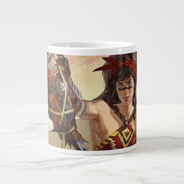 Taza De Café Gigante Crisis infinita: Ilustracion de mujer con energía  (Frente)