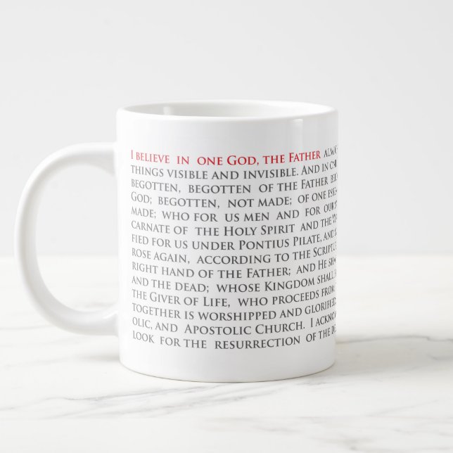 Taza De Café Gigante Cristiano ortodoxo Nicene Creed Jumbo Mug 20oz (Izquierda)