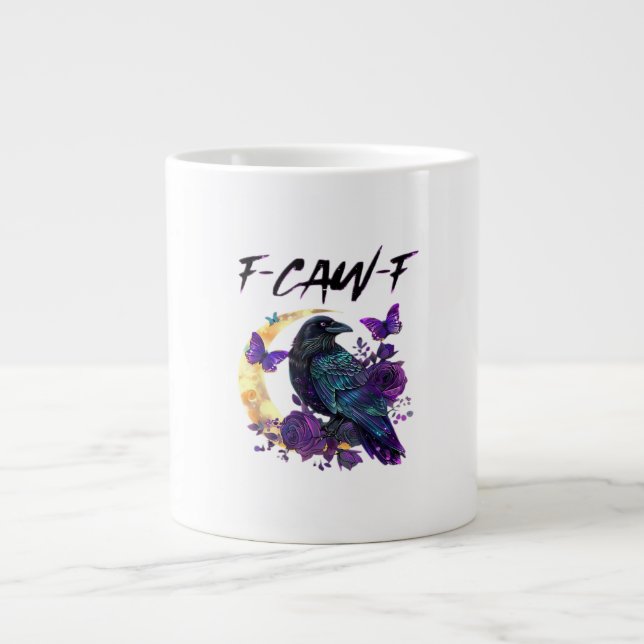 Taza De Café Gigante Crow F-Caw-F Funny Bird F-Caw-F Moon Gothic Adult (Frente)
