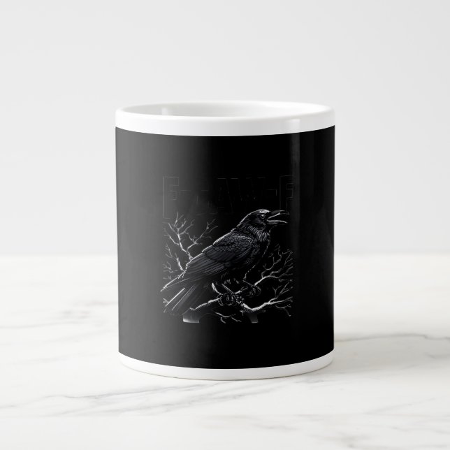 Taza De Café Gigante Crow, F-Caw-F Funny Bird Minimal Clean (Frente)