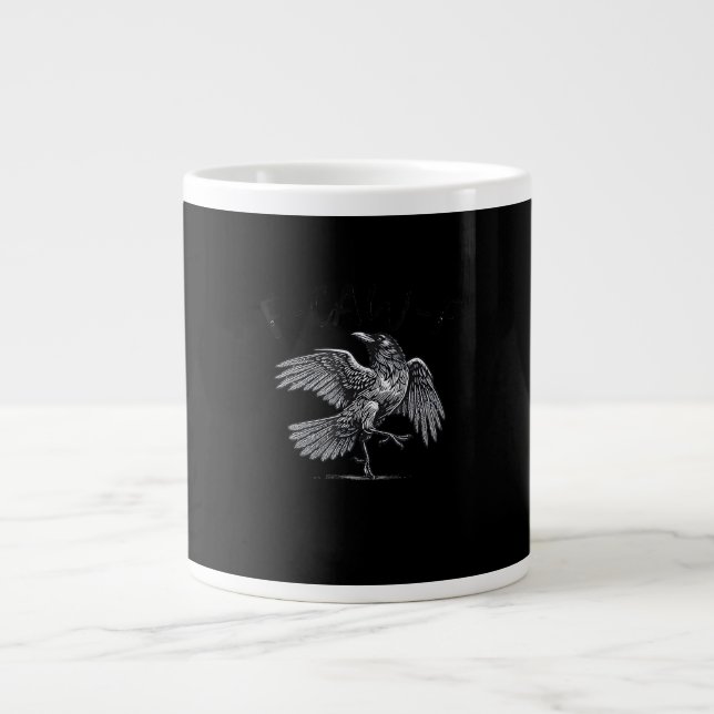 Taza De Café Gigante Crow, F-Caw-F Funny Bird Moon Gothic Adult Humor C (Frente)