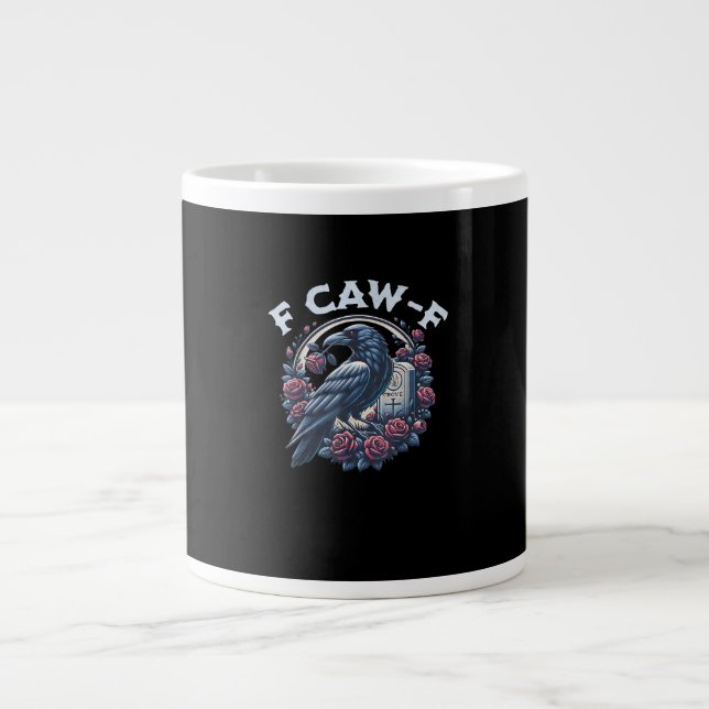Taza De Café Gigante Crow Humorous F-Caw-F Graphic For Men Women Retro  (Frente)