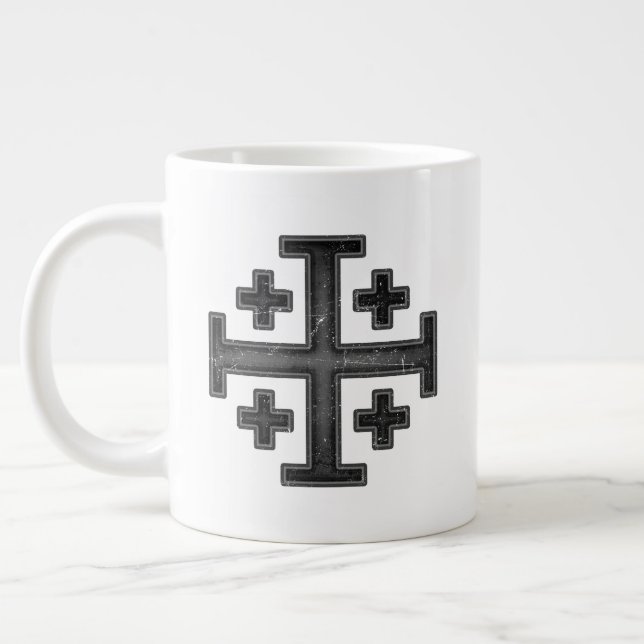 Taza De Café Gigante Cruce de Deus Vult, luchador templario de Jerusalé (Izquierda)