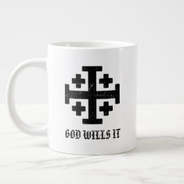 Taza De Café Gigante Cruz Deus Vult de los Caballeros Templarios de Jer