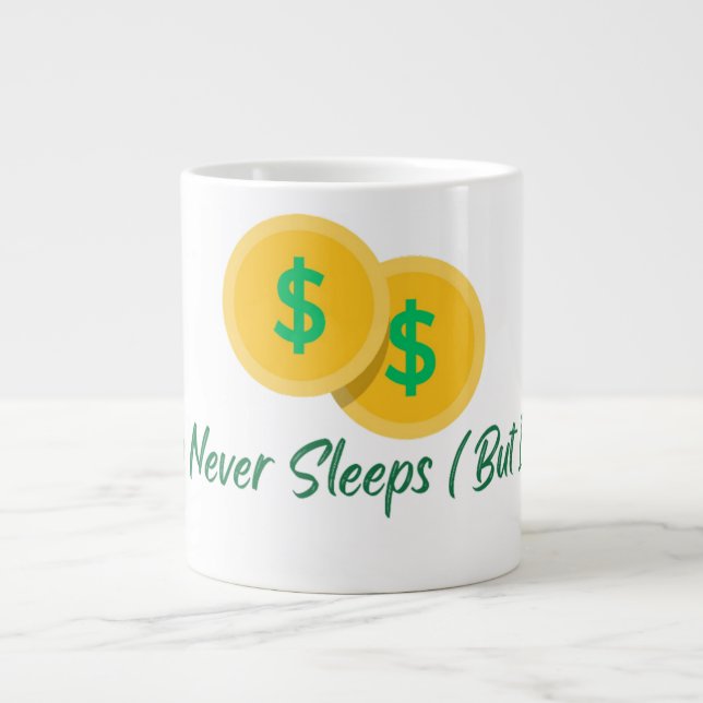 Taza De Café Gigante Crypto Never Sleeps But I Do Mug (Frente)