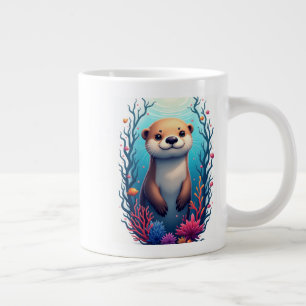 Taza De Café Gigante "Cuadros de Otter marino bajo el agua: Adorable Oc