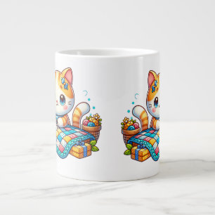 Taza De Café Gigante Cubierta de coser de gato cerámica Mug
