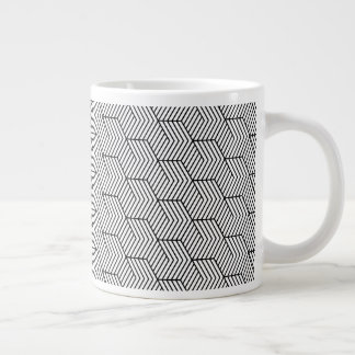 Taza De Café Gigante Cubo de línea de patrón negro geometría simple