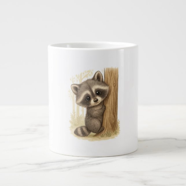 Taza De Café Gigante Cuddle Peek Raccoon (Frente)