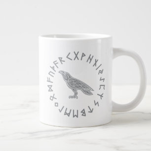 Taza De Café Gigante Cuervo Cuervo Odín Mitología Vikinga runas rúnico